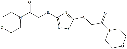 4-{[(5-{[2-(4-morpholinyl)-2-oxoethyl]sulfanyl}-1,2,4-thiadiazol-3-yl)sulfanyl]acetyl}morpholine 구조식 이미지