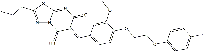 5-imino-6-{3-methoxy-4-[2-(4-methylphenoxy)ethoxy]benzylidene}-2-propyl-5,6-dihydro-7H-[1,3,4]thiadiazolo[3,2-a]pyrimidin-7-one 구조식 이미지