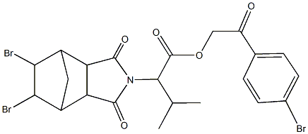 2-(4-bromophenyl)-2-oxoethyl 2-(8,9-dibromo-3,5-dioxo-4-azatricyclo[5.2.1.0~2,6~]dec-4-yl)-3-methylbutanoate 구조식 이미지