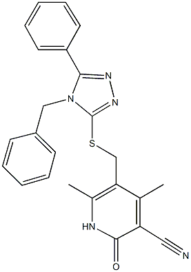 5-{[(4-benzyl-5-phenyl-4H-1,2,4-triazol-3-yl)sulfanyl]methyl}-4,6-dimethyl-2-oxo-1,2-dihydro-3-pyridinecarbonitrile 구조식 이미지