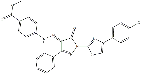 methyl 4-(2-{1-[4-(4-methoxyphenyl)-1,3-thiazol-2-yl]-5-oxo-3-phenyl-1,5-dihydro-4H-pyrazol-4-ylidene}hydrazino)benzoate Structure