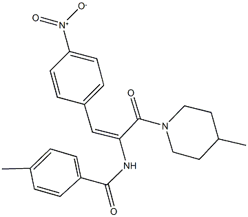 N-{2-{4-nitrophenyl}-1-[(4-methyl-1-piperidinyl)carbonyl]vinyl}-4-methylbenzamide 구조식 이미지