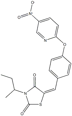 3-sec-butyl-5-[4-({5-nitro-2-pyridinyl}oxy)benzylidene]-1,3-thiazolidine-2,4-dione 구조식 이미지