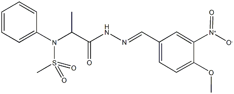 N-[2-(2-{3-nitro-4-methoxybenzylidene}hydrazino)-1-methyl-2-oxoethyl]-N-phenylmethanesulfonamide Structure