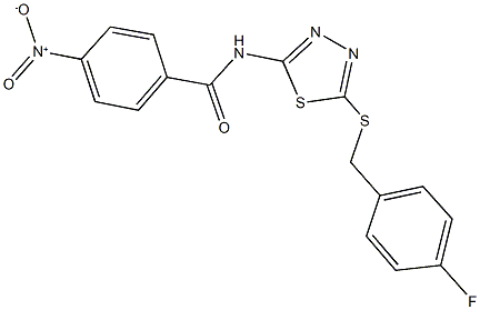 N-{5-[(4-fluorobenzyl)sulfanyl]-1,3,4-thiadiazol-2-yl}-4-nitrobenzamide 구조식 이미지