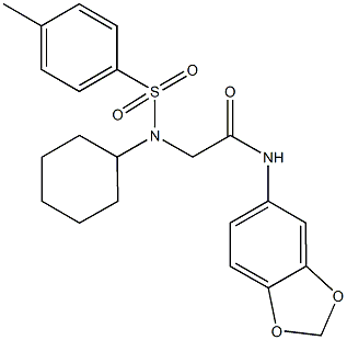 N-(1,3-benzodioxol-5-yl)-2-{cyclohexyl[(4-methylphenyl)sulfonyl]amino}acetamide 구조식 이미지