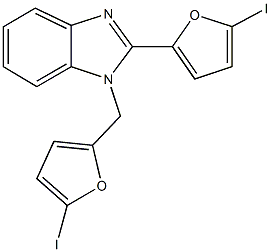 2-(5-iodo-2-furyl)-1-[(5-iodo-2-furyl)methyl]-1H-benzimidazole 구조식 이미지