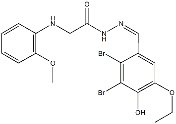 N'-(2,3-dibromo-5-ethoxy-4-hydroxybenzylidene)-2-(2-methoxyanilino)acetohydrazide 구조식 이미지