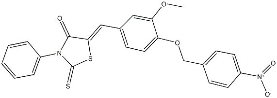 5-[4-({4-nitrobenzyl}oxy)-3-methoxybenzylidene]-3-phenyl-2-thioxo-1,3-thiazolidin-4-one Structure