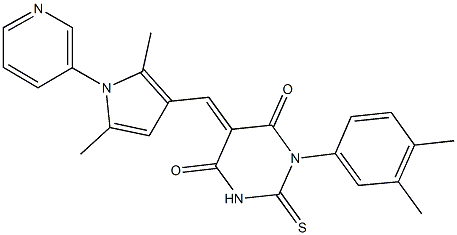 1-(3,4-dimethylphenyl)-5-{[2,5-dimethyl-1-(3-pyridinyl)-1H-pyrrol-3-yl]methylene}-2-thioxodihydro-4,6(1H,5H)-pyrimidinedione 구조식 이미지