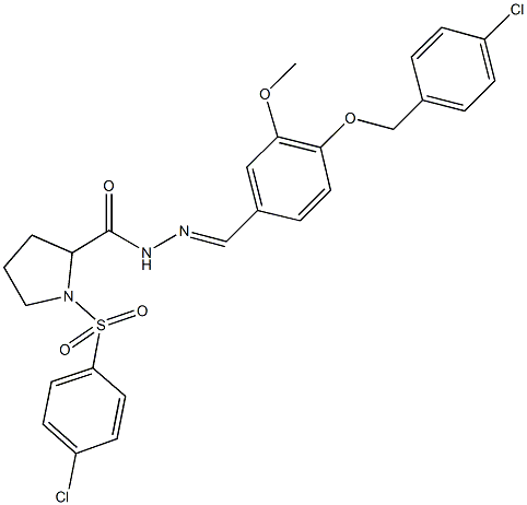 N'-{4-[(4-chlorobenzyl)oxy]-3-methoxybenzylidene}-1-[(4-chlorophenyl)sulfonyl]-2-pyrrolidinecarbohydrazide 구조식 이미지