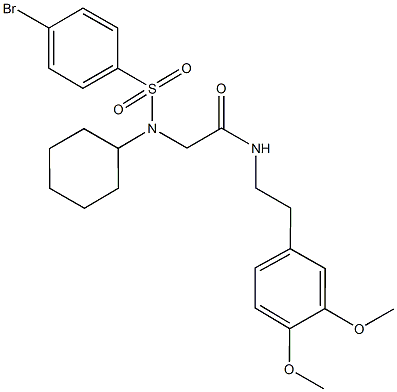 2-[[(4-bromophenyl)sulfonyl](cyclohexyl)amino]-N-[2-(3,4-dimethoxyphenyl)ethyl]acetamide Structure