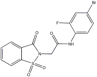 N-(4-bromo-2-fluorophenyl)-2-(1,1-dioxido-3-oxo-1,2-benzisothiazol-2(3H)-yl)acetamide 구조식 이미지