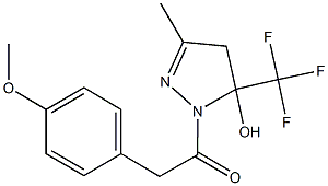 1-[(4-methoxyphenyl)acetyl]-3-methyl-5-(trifluoromethyl)-4,5-dihydro-1H-pyrazol-5-ol 구조식 이미지