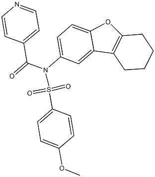 N-isonicotinoyl-4-methoxy-N-(6,7,8,9-tetrahydrodibenzo[b,d]furan-2-yl)benzenesulfonamide 구조식 이미지