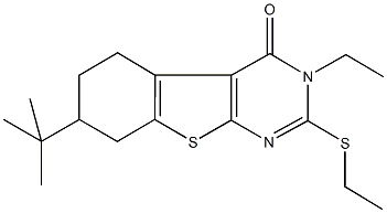7-tert-butyl-3-ethyl-2-(ethylsulfanyl)-5,6,7,8-tetrahydro[1]benzothieno[2,3-d]pyrimidin-4(3H)-one 구조식 이미지