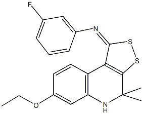 N-(7-ethoxy-4,4-dimethyl-4,5-dihydro-1H-[1,2]dithiolo[3,4-c]quinolin-1-ylidene)-N-(3-fluorophenyl)amine 구조식 이미지
