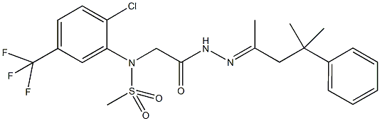 N-[2-chloro-5-(trifluoromethyl)phenyl]-N-{2-[2-(1,3-dimethyl-3-phenylbutylidene)hydrazino]-2-oxoethyl}methanesulfonamide Structure