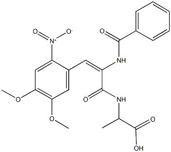 N-(2-(benzoylamino)-3-{2-nitro-4,5-dimethoxyphenyl}acryloyl)alanine Structure