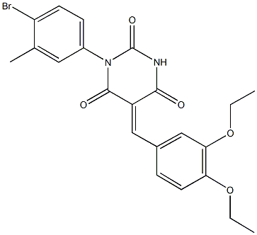 1-(4-bromo-3-methylphenyl)-5-(3,4-diethoxybenzylidene)-2,4,6(1H,3H,5H)-pyrimidinetrione Structure