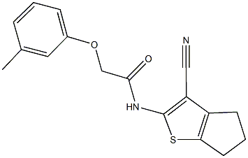 N-(3-cyano-5,6-dihydro-4H-cyclopenta[b]thien-2-yl)-2-(3-methylphenoxy)acetamide 구조식 이미지