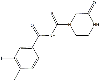 3-iodo-4-methyl-N-[(3-oxo-1-piperazinyl)carbothioyl]benzamide 구조식 이미지