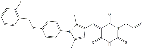 1-allyl-5-[(1-{4-[(2-fluorobenzyl)oxy]phenyl}-2,5-dimethyl-1H-pyrrol-3-yl)methylene]-2-thioxodihydro-4,6(1H,5H)-pyrimidinedione Structure