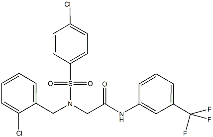 2-{(2-chlorobenzyl)[(4-chlorophenyl)sulfonyl]amino}-N-[3-(trifluoromethyl)phenyl]acetamide Structure