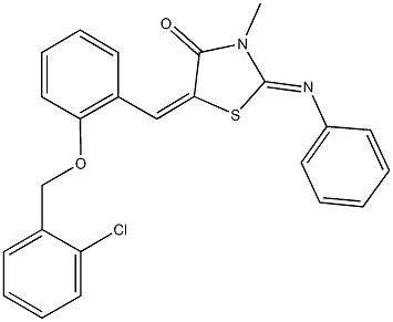 5-{2-[(2-chlorobenzyl)oxy]benzylidene}-3-methyl-2-(phenylimino)-1,3-thiazolidin-4-one Structure