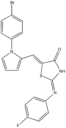 5-{[1-(4-bromophenyl)-1H-pyrrol-2-yl]methylene}-2-[(4-fluorophenyl)imino]-1,3-thiazolidin-4-one 구조식 이미지