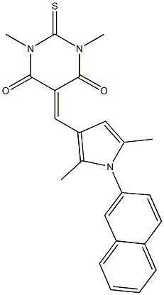 5-{[2,5-dimethyl-1-(2-naphthyl)-1H-pyrrol-3-yl]methylene}-1,3-dimethyl-2-thioxodihydropyrimidine-4,6(1H,5H)-dione Structure