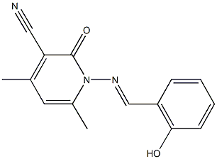 1-[(2-hydroxybenzylidene)amino]-4,6-dimethyl-2-oxo-1,2-dihydropyridine-3-carbonitrile 구조식 이미지