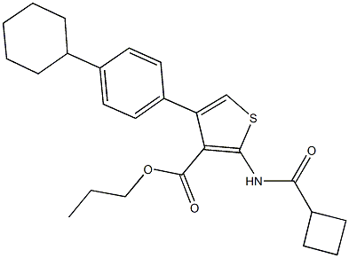 propyl 2-[(cyclobutylcarbonyl)amino]-4-(4-cyclohexylphenyl)-3-thiophenecarboxylate Structure