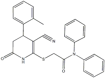 2-{[3-cyano-4-(2-methylphenyl)-6-oxo-1,4,5,6-tetrahydropyridin-2-yl]sulfanyl}-N,N-diphenylacetamide Structure