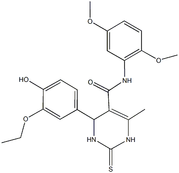 N-(2,5-dimethoxyphenyl)-4-(3-ethoxy-4-hydroxyphenyl)-6-methyl-2-thioxo-1,2,3,4-tetrahydro-5-pyrimidinecarboxamide 구조식 이미지