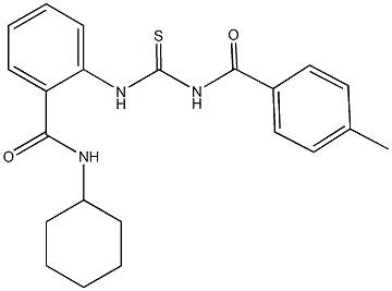 N-cyclohexyl-2-({[(4-methylbenzoyl)amino]carbothioyl}amino)benzamide 구조식 이미지