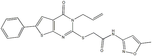 2-[(3-allyl-4-oxo-6-phenyl-3,4-dihydrothieno[2,3-d]pyrimidin-2-yl)sulfanyl]-N-(5-methyl-3-isoxazolyl)acetamide Structure