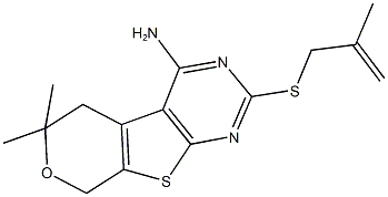 6,6-dimethyl-2-[(2-methyl-2-propenyl)sulfanyl]-5,8-dihydro-6H-pyrano[4',3':4,5]thieno[2,3-d]pyrimidin-4-amine 구조식 이미지