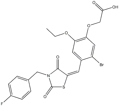 (5-bromo-2-ethoxy-4-{[3-(4-fluorobenzyl)-2,4-dioxo-1,3-thiazolidin-5-ylidene]methyl}phenoxy)acetic acid Structure