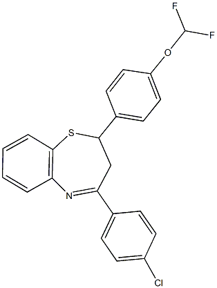 4-[4-(4-chlorophenyl)-2,3-dihydro-1,5-benzothiazepin-2-yl]phenyl difluoromethyl ether Structure