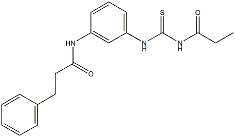 3-phenyl-N-(3-{[(propionylamino)carbothioyl]amino}phenyl)propanamide 구조식 이미지