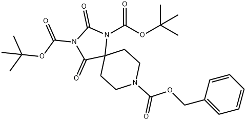 8-Benzyl 1,3-di-tert-butyl 2,4-dioxo-1,3,8-triazaspiro[4.5]decane-1,3,8-tricarboxylate 구조식 이미지