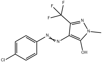 4-[(E)-2-(4-chlorophenyl)diazen-1-yl]-1-methyl-3-(trifluoromethyl)-1H-pyrazol-5-ol 구조식 이미지