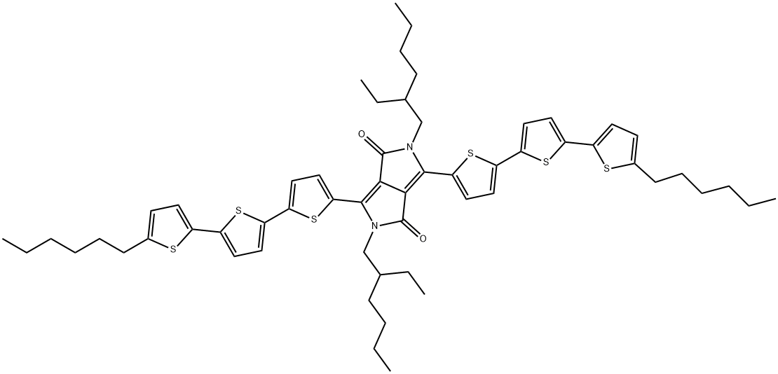2,5-Bis(2-ethylhexyl)-3,6-bis(5''-hexyl[2,2':5',2''-terthiophen]-5-yl)-2,5-dihydropyrrolo[3,4-c]pyrrole-1,4-dione 구조식 이미지