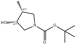 1-pyrrolidinecarboxylic acid, 3-hydroxy-4-methyl-, 1,1-dimethylethyl ester, (3r,4r)-rel- 구조식 이미지