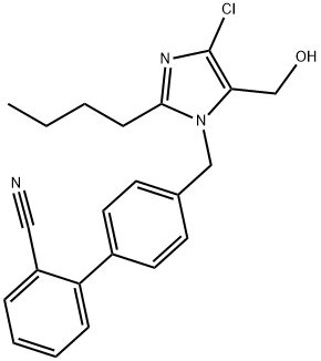 4’-[(2-butyl-4-chloro-5-hydroxymethyl)-1H-imidazol-1-yl)methyl]-[1,1’-Biphenyl]-2-carbonitrile 구조식 이미지