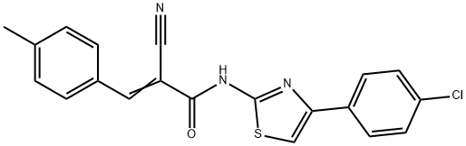 (2E)-N-[4-(4-chlorophenyl)-1,3-thiazol-2-yl]-2-cyano-3-(4-methylphenyl)prop-2-enamide 구조식 이미지