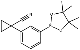 1-[3-(4,4,5,5-Tetramethyl-[1,3,2]dioxaborolan-2-yl)-phenyl]-cyclopropanecarbonitrile 구조식 이미지