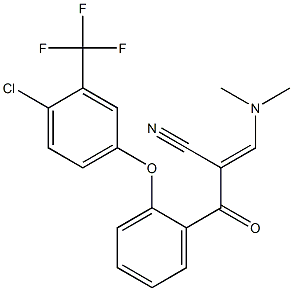 (2E)-2-[(E)-2-[4-chloro-3-(trifluoromethyl)phenoxy]benzoyl]-3-(dimethylamino)prop-2-enenitrile 구조식 이미지