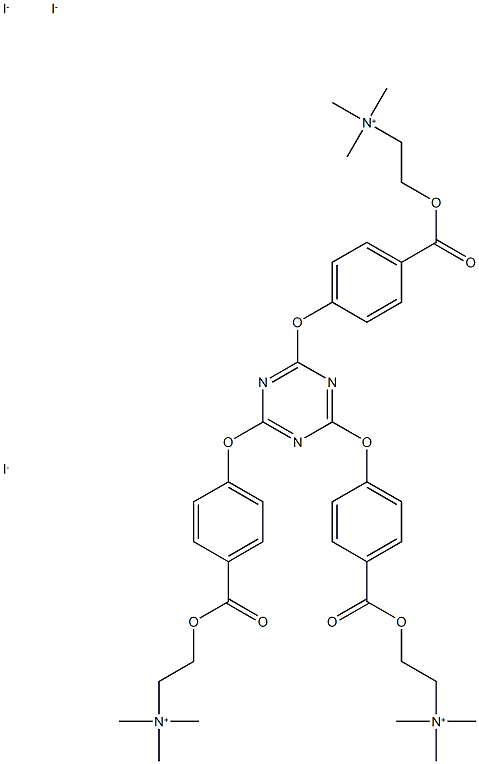 2,2′,2′-[1,3,5-Triazine-2,4,6-triyltris(oxy-4,1-phenylenecarbonyloxy)]tris[N,N,N-trimethyl-ethanaminium tri-iodide 구조식 이미지